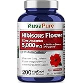 NusaPure Hibiscus Flower 10:1 Extract, 500 mg Equivalent to 5000mg 200 Vegetarian Caps (Non-GMO, Vegan)