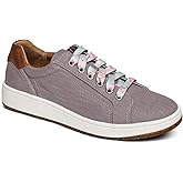 Aetrex Renee Orthopedic Lace Up Arch Support Inserts Super Soft Canvas Womens Sneakers - Plantar Fasciitis Shoes Lightweight Rubber Orthotic Shoes