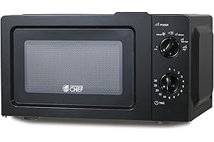 COMMERCIAL CHEF 0.6 Cubic Foot Microwave with 6 Power Levels, Small Microwave with Grip Handle, 700W Countertop Microwave with 30 Minute Timer and Mechanical Dial Controls, Black