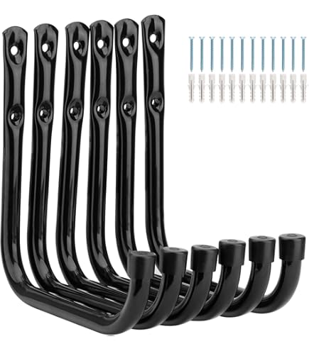 Yisunnan Garage Storage Hooks, Heavy Duty J Utility Hangers (Black