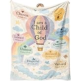 Sereni Tide I Am a Child of God Christian Throw Blanket Gift, Inspiring Scripture Bible Verse Nursery Decor, 50'' x 60'', Baptism First Communion Confirmation Birthday Christmas Baby Shower