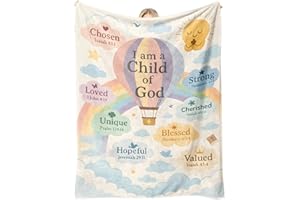 Sereni Tide I Am a Child of God Christian Throw Blanket Gift, Inspiring Scripture Bible Verse Nursery Decor, 50'' x 60'', Baptism First Communion Confirmation Birthday Christmas Baby Shower