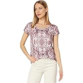 Lucky Brand Womens Printed Scoop Neck Tee