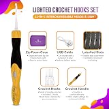 Easy Crochet Light Up Crochet Hook Set 11 Sizes Ergonomic USB Rechargeable view 2