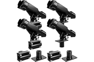 4 Pcs Fishing Rod Holder for Boat Adjustable Kayak Swivel Fishing Pole Holders Accessories (Black)