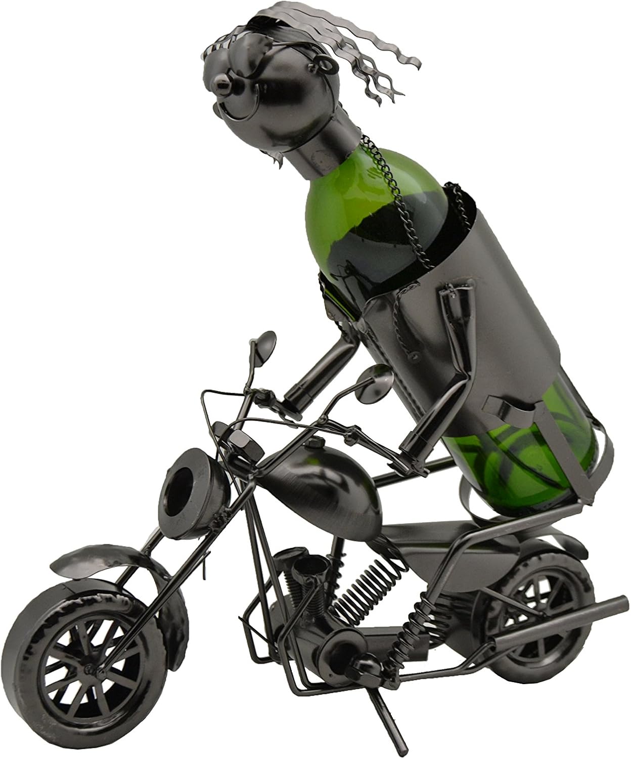 Kitchen Dining Wine Bodies Za411 Motorcycle Rider Metal Wine Bottle Holder Charcoal Tabletop Wine Racks