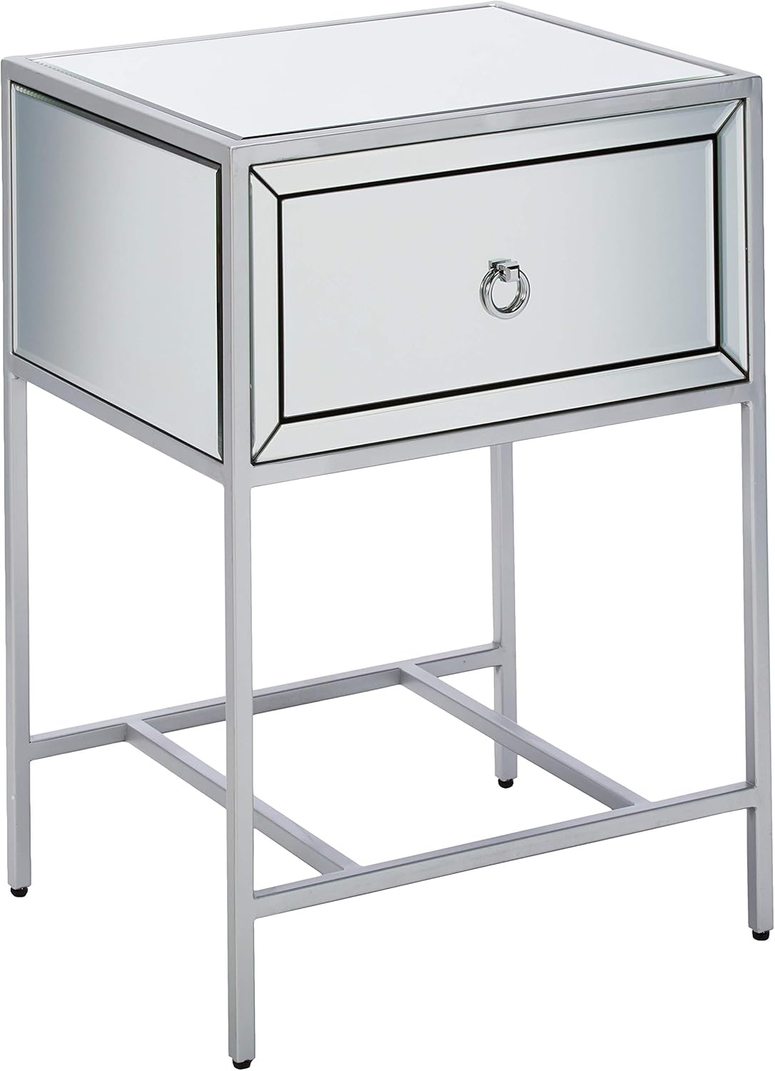 Amazon Com Christopher Knight Home Inka Mirrored One Drawer Side Table Clear Silver Mirror Furniture Decor
