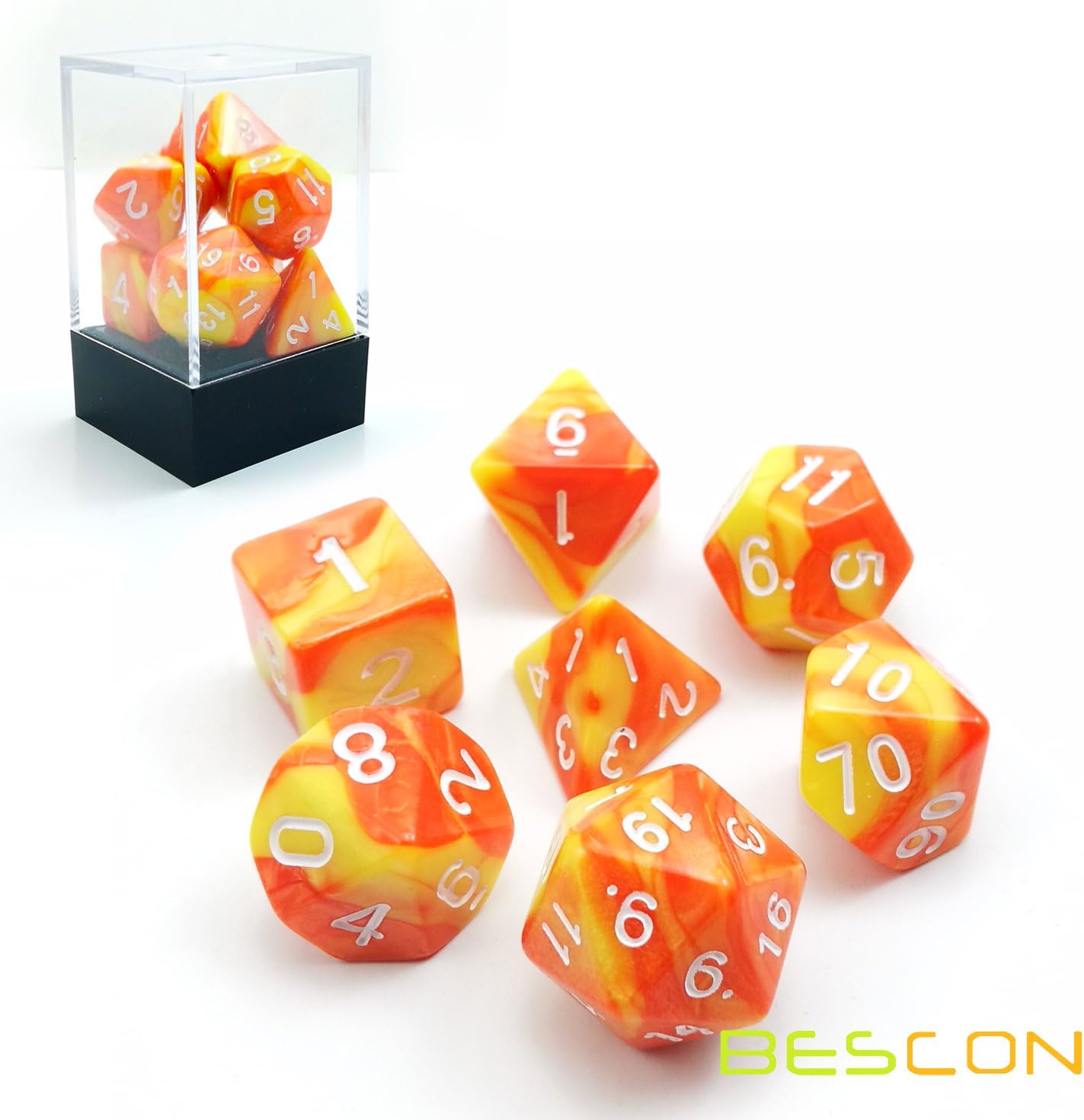 Amazon Com Bescon Gemini Polyhedral Dice Set Saffron Two Tone