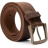 Hide &amp; Drink, Rustic Handmade Full Grain Leather Men's Belt, Two Row Stitch Stylish Design - Everyday Belts for Men
