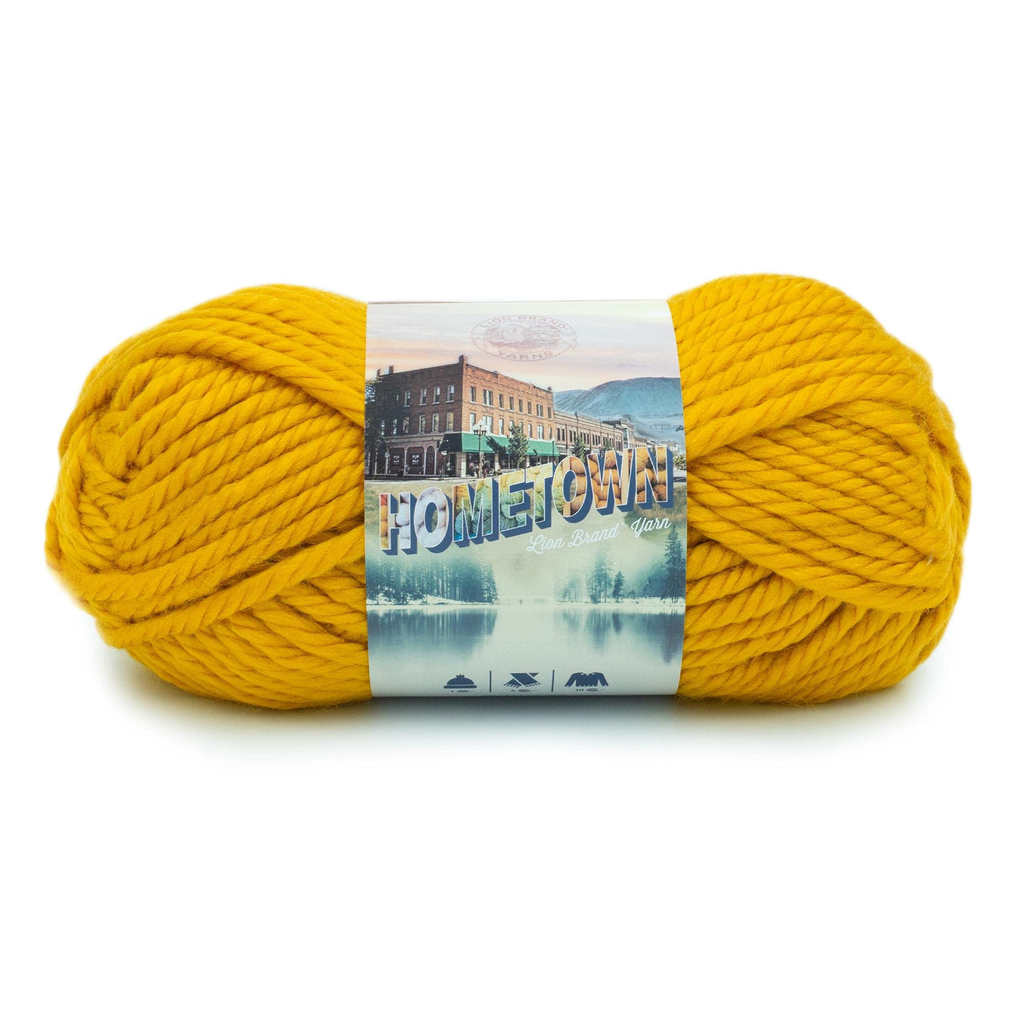 Lion Brand Yarn Hometown, Super-Bulky Yarn for Knitting, Crochet, and Crafts, Madison Mustard, 1 Pack