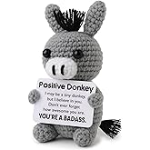 Frabaca Birthday Gifts for Women Badass, Positive Daily Affirmation Crochet Donkey - Holiday Easter Basket Stuffer - Cute Valentines Emotional Worry Support for Best Friends, Coworkers