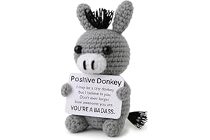FRABACA Positive Daily Affirmation Badass Crochet Donkey Plush, Christmas Stocking Stuffer Cute Emotional Worry Support Stuffed Animals for Best Friends, Coworkers, Encouragement Birthday Gifts for Women