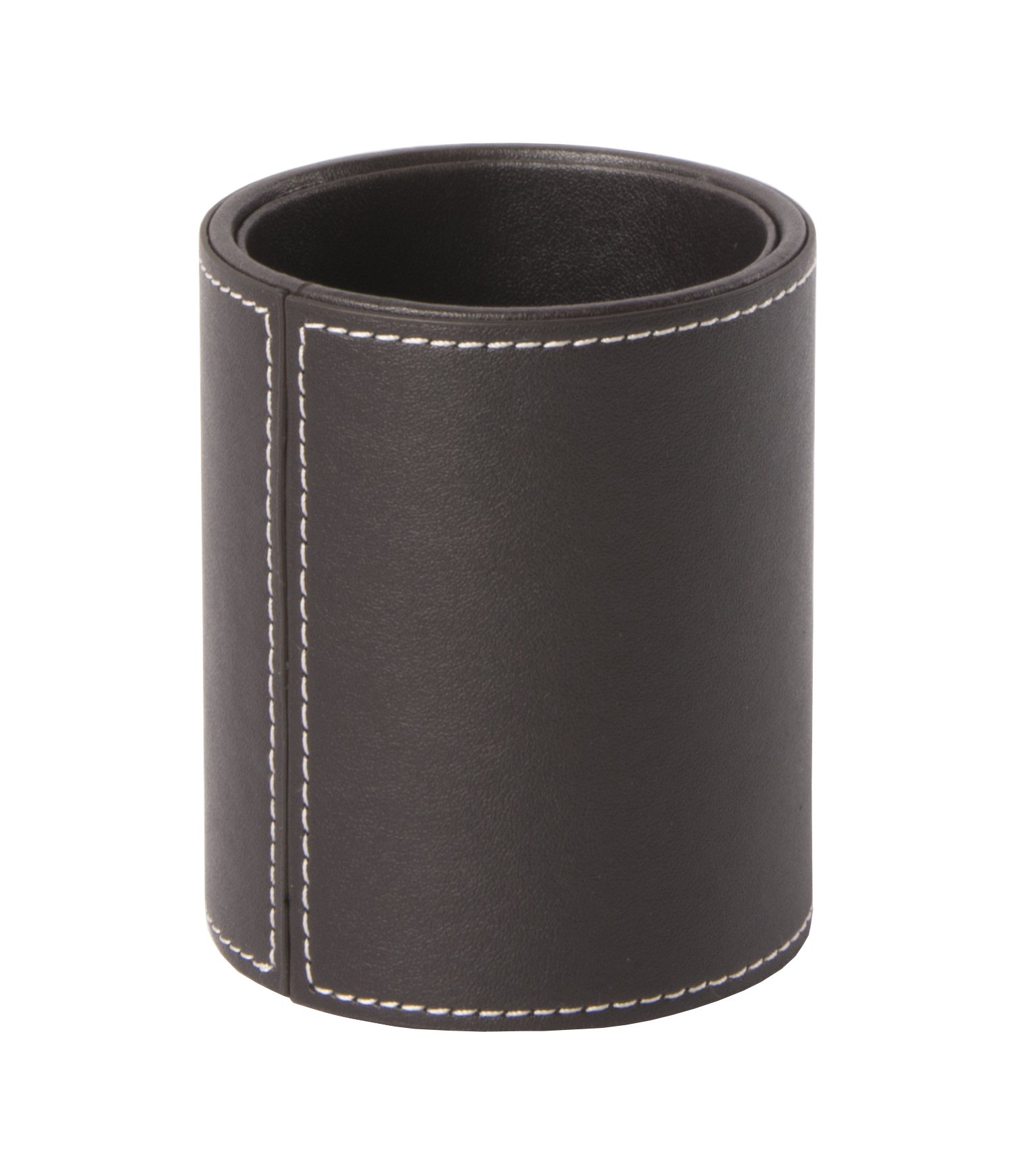 Osco Faux Leather Pen Pot, Brown, Desk Pencil Holder with Wipe-Clean Finish, Compact Round Desk Organizer for Pens, Pencils & Brushes, 10.5cm H x 8.5cm Dia — image 1