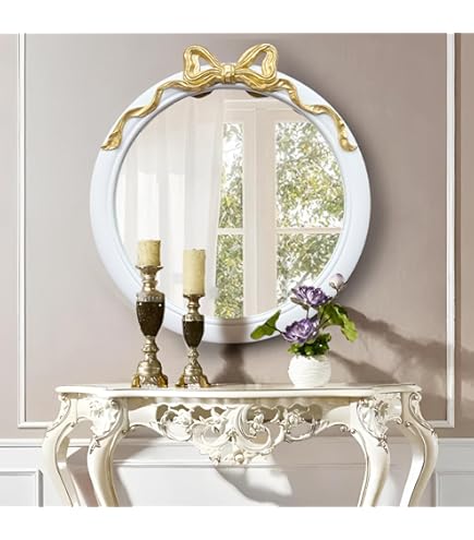 Amazon.com: Vintage Round Wall Mirror with Bow 20inch Farmhouse