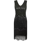 Vijiv 1920s Style Inspired Charleston Sequin Layer Tassel Cocktail Flapper Dress