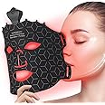 SUERBEATY Red Light Mask - 7 Colors Red Light Mask for Face, Facial Skin Care Mask at Home, Cordless, Ergonomic Design and Rechargeable for Home - Black