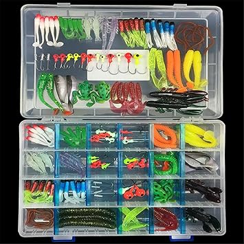 BrilliantDay 146pcs Kunstköder Set künstliche Fischköder Soft-Köder-Fischerei-Gerät Köderhaken with Fishing Tackle Box