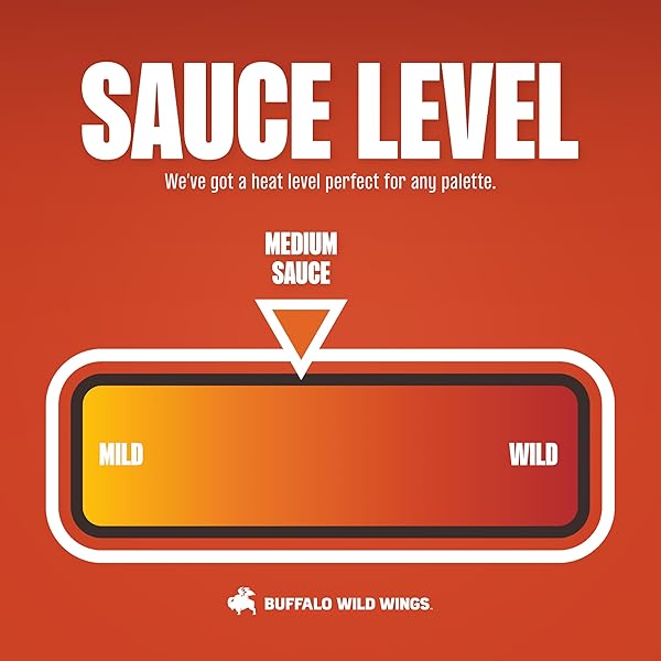 BUFFALO WILD WINGS MEDIUM BUFFALO SAUCE, 12 FL. OZ., PERFECT DIPPING SAUCE, CHICKEN MARINADE, WING SEASONING AND BURGER TOPPING, ENJOY A MEDIUM, COMFORTABLE HEAT