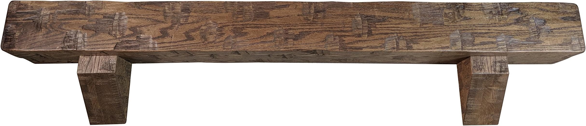 Wood Fireplace Shelf – Hand Hewn Fireplace Beam with Corbels – Wooden Fireplace Mantel – Rustic Floating Wall Shelf (66" L x 8" D x 6" H, Oak Wood with Walnut Stain)