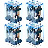 Dunzy 4 Pieces JQX-13F DC 12V General Purpose Relay Coil | 8 Pin 10A Electromagnetic Power Relay DPDT Relay Plug In Design