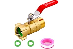 Ceaeso Brass Garden Hose Shut Off Valve Full Flow, No Restricted-Flow Water Shut-Off Connector, 3/4" GHT x 3/4" GHT Garden Hose Full Port Ball Valve Adapter