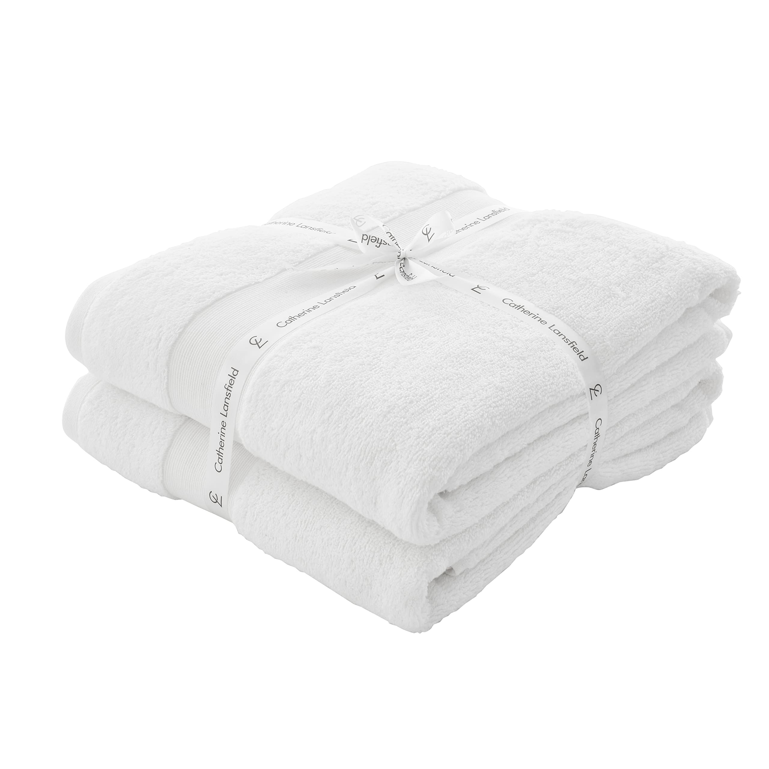Catherine Lansfield, White, Bath Sheet Pair