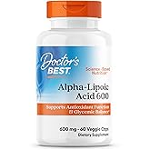 Doctor's Best Alpha-Lipoic Acid 600, Supports Antioxidant Function & Glycemic Balances, Non-GMO, Gluten Free, Vegan, Soy Free, 600 mg, 60 Veggie Caps