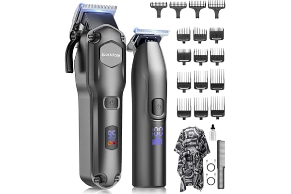 Jack&Rose Clippers and Trimmers Set, Cordless Hair Clippers, Beard trimmer for Men Hair Cutting Kit, Rechargeable Electric Ha