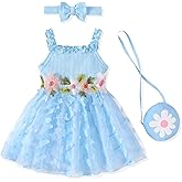 Renotemy Baby Girl Flower Dress Tutu Birthday Wedding Princess Party Fairy Halter Dresses Photography for 0-18 Months Girls