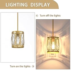 2 Pack Gold Pendant Lights Kitchen Island, Crystal