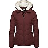 wantdo Women's Quilted Winter Coats Hooded Warm Puffer Jacket with Fleece Hood