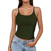 Tank Tops for Women, Scoop Neck Ribbed Basic Tank Tops, Women Slim Knit Basic Summer Tops Going Out Tops Long Sleeveless Shirt (XL, Army Green)