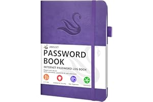 JXSELECT Elegant Password Book with Alphabetical Tabs - Hardcover Password Book for Internet Website Address Login - 5.2" x 7.6" Password Keeper and Organizer w/Notes Section & Back Pocket (Violet Purple)
