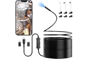 ENNOVOR Endoscope Camera with Light, 1920P HD Borescope Camera with 8 Adjustable LED Lights, 32.8ft Semi-Rigid Snake Camera with Light, IP67 Waterproof 7.9mm Inspection Camera for iOS and Android