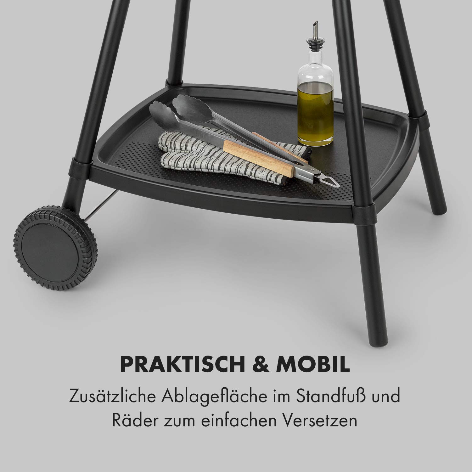 Klarstein Gatsby Elektrogrill Standgrill Tischgrill, Leistung: 2000 W, EasyGrill Concept, Grillfläche: 40 x 36 cm/Aluminiumdruckguss/Antihaft/Grillhaube, zwei Seitentische, schwarz 7