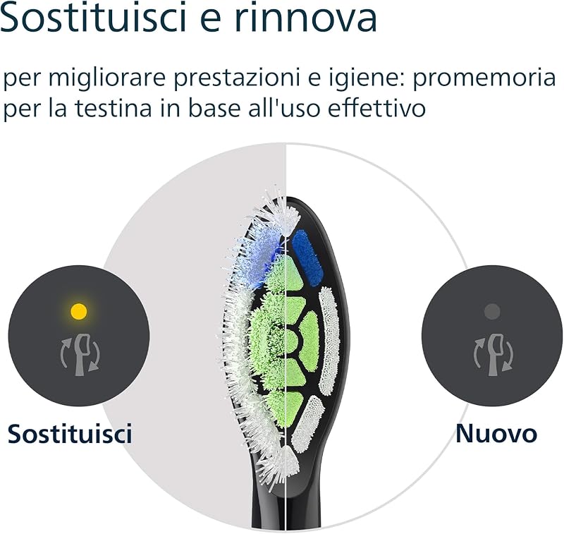 Sonicare W2 Optimal White, testine di ricambio originali, nero, confezione da 8, HX6068/88, Nuovo, 8 Testine
