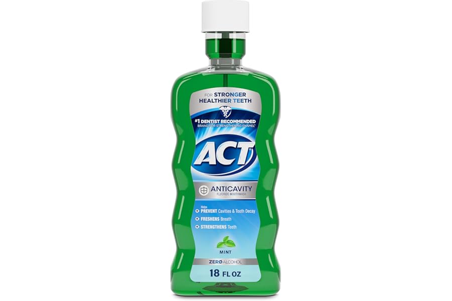 ACT Anticavity Zero Alcohol Fluoride Mouthwash 18 fl. oz., With Accurate Dosing Cup, Mint