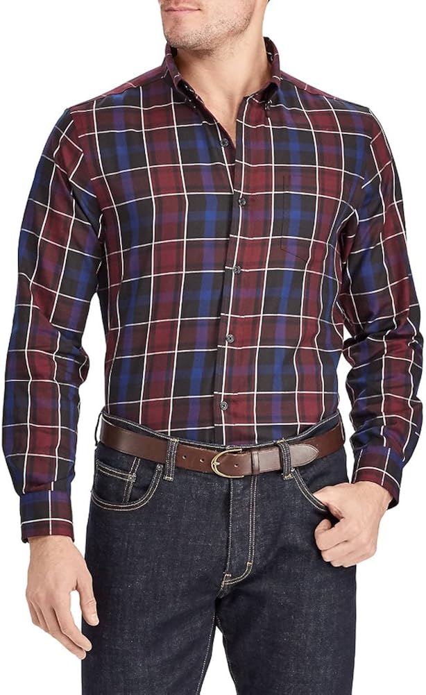 Chaps Men's Plaid Long Sleeve ButtonDown Twill Shirt at Amazon Men’s
