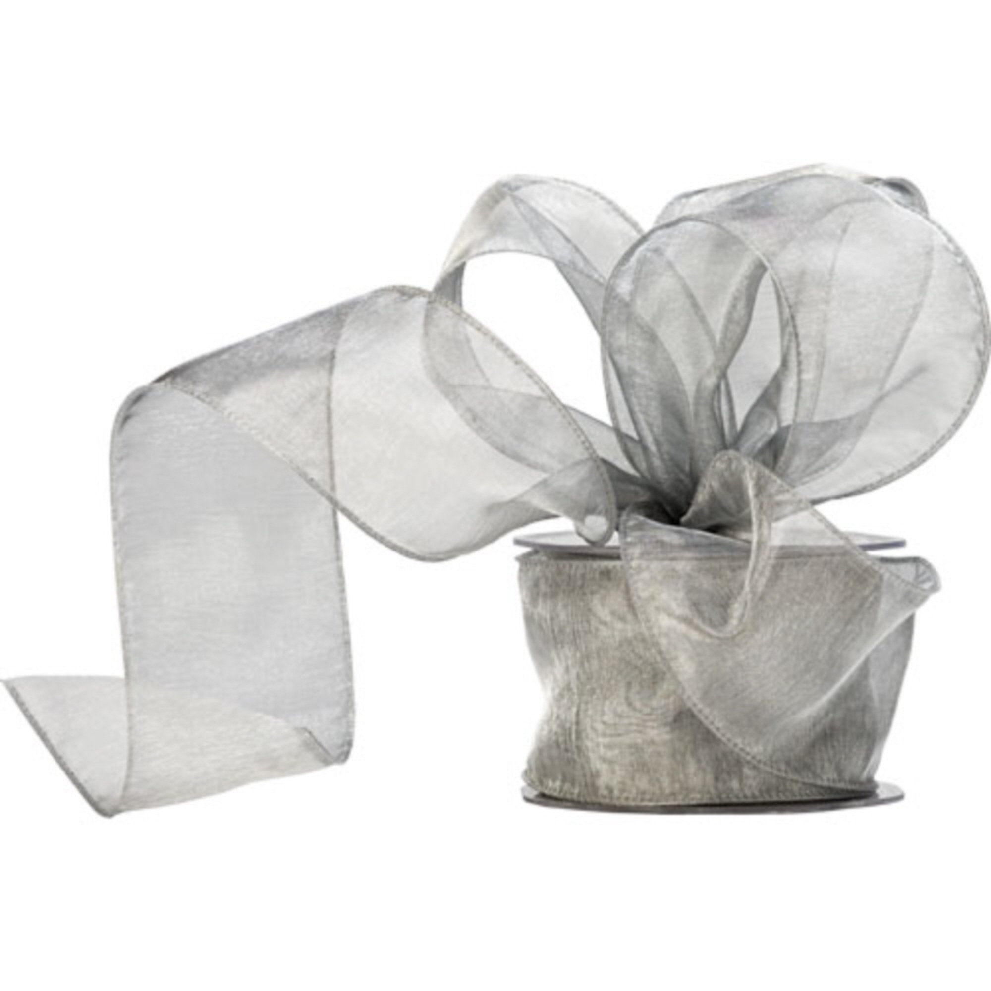 Truly Madly Deeply Silver 60mm Wide x 20 Metre Long Reel of Wired Organza Ribbon. Great for Birthday Decoration, Gift wrap, Christmas Ribbon, Wreath Making Supplies, DIY Crafting