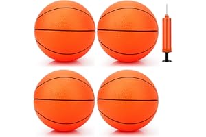 ANZMTOSN 7 Inch PVC Mini Basketball for Indoor Basketball Hoops, Soft 7" Rubber Small Replacement Basketball for Over Door Basketball Hoop Sets, Little Basketballs for Kids (4 PCS with Air Pump)