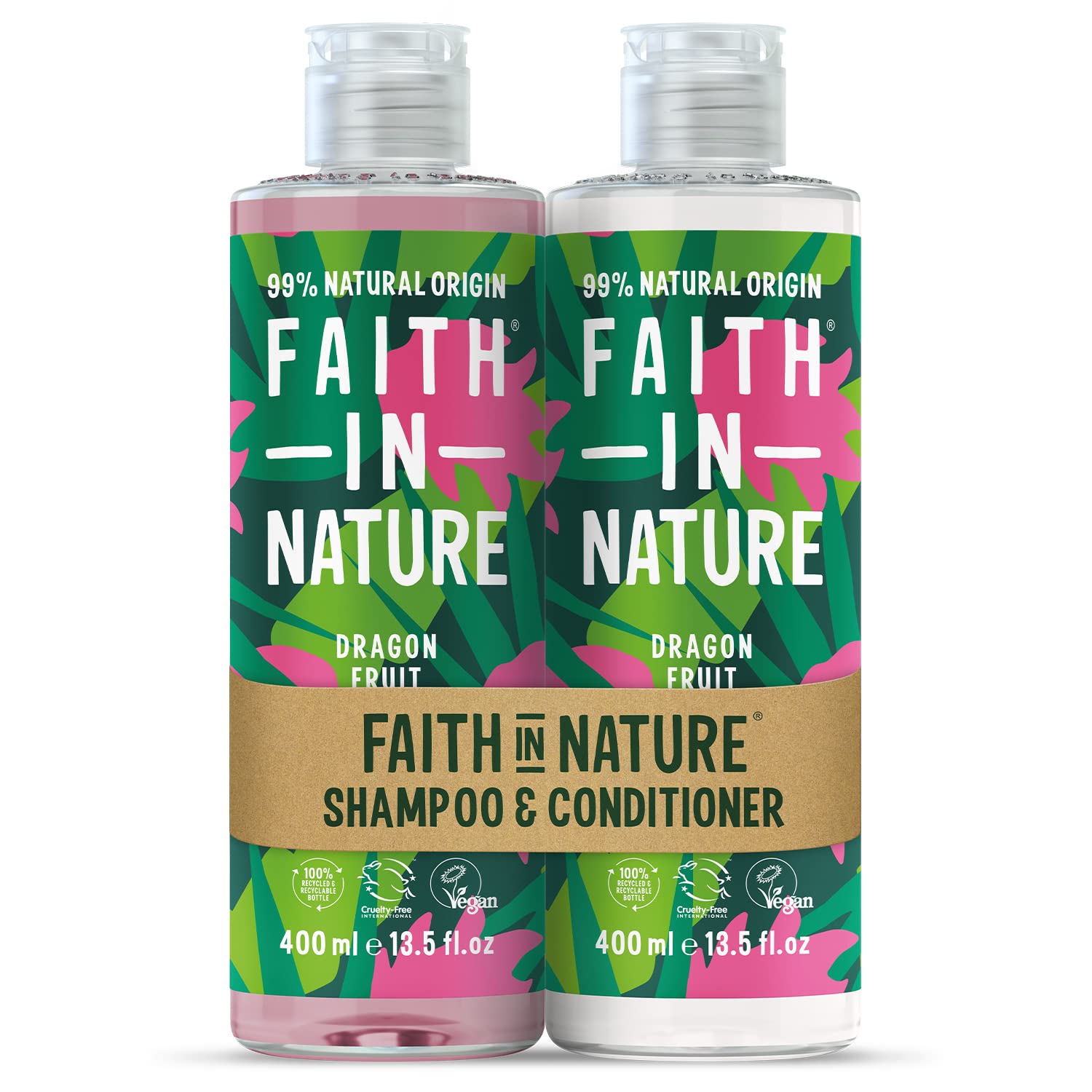 Faith In Nature Dragon Fruit Shampoo & Conditioner Bundle 400ml x2