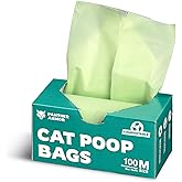 Panther Armor Compostable Cat Litter Bags for Poop - 100x Unscented Pet Waste, 13x9in Leak Proof Kitty Litter Disposal - Odor
