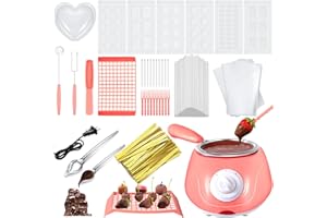 Umigy Electric Melting Chocolate Pot Gift Set Mini Fondue Fountain Pot Kit Chocolate Melting with DIY Mold and Accessories for Candy Chocolate Milk Cheese Candy Home (Pink, Fresh)
