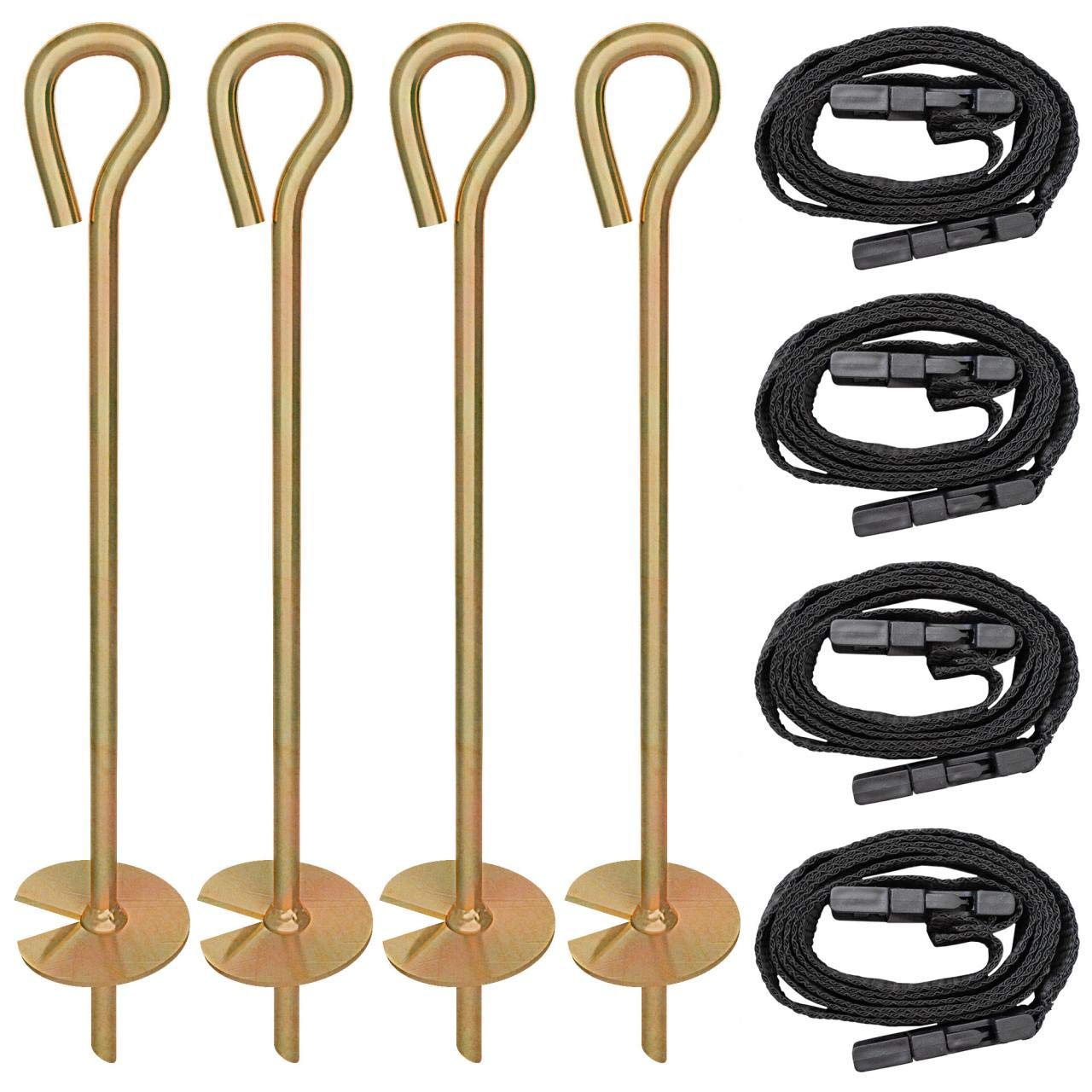 Bodenanker für Trampolin, 4 Stück, SturmAnker zum Eindrehen mit