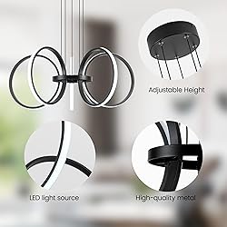 Mayful Modern LED Chandelier, Black Pendant Light