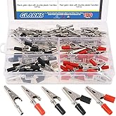 Glarks 100Pcs 3 Style 2.1''/53MM Metal Alligator Clips Crocodile Electrical Test Clamps Assortment Kit for Laboratory Testing
