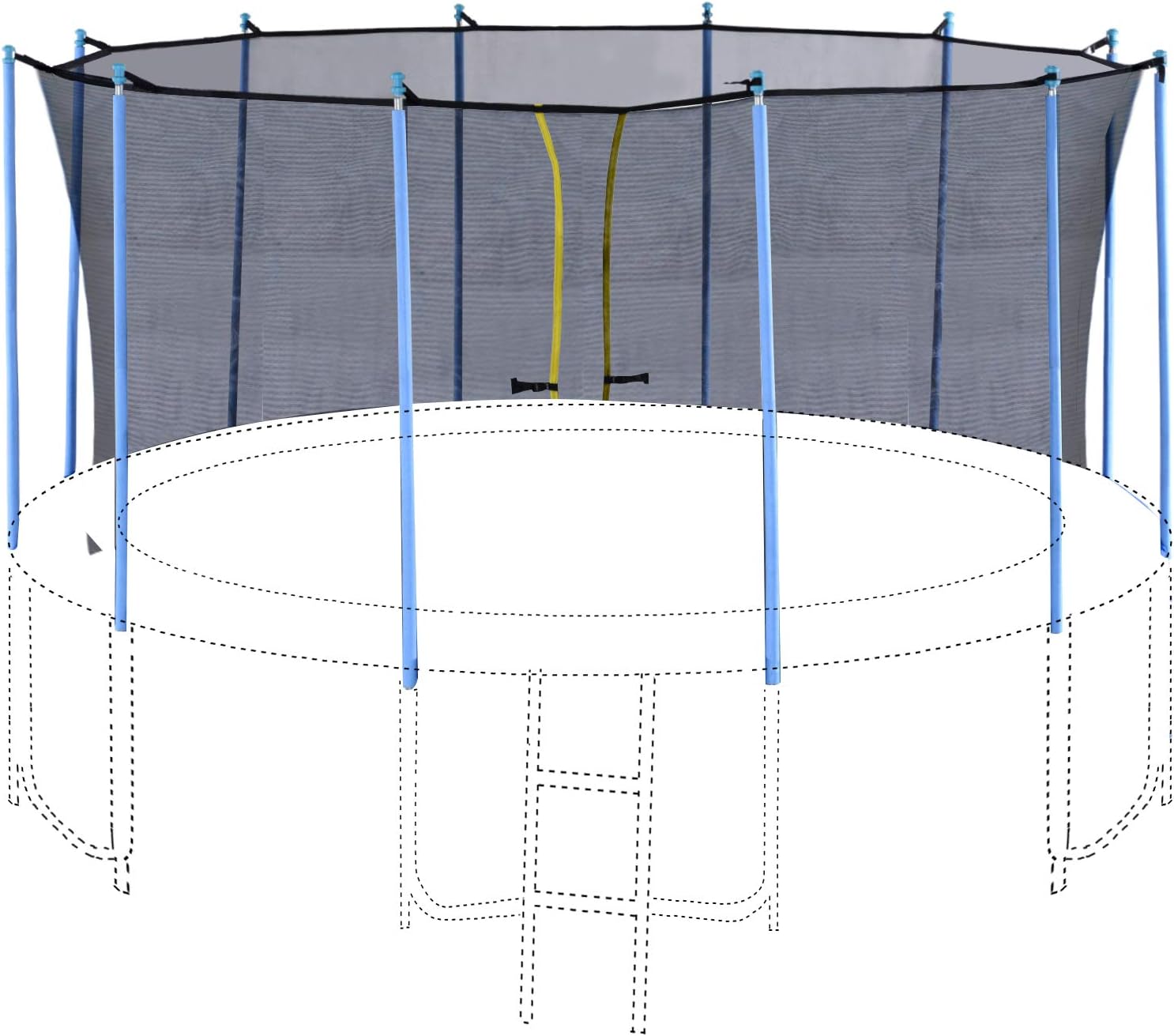 Exacme Trampoline Enclosure Set, Inner Net with Poles Hardware for C12 C14 C15 C16, 6181-N