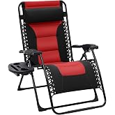 JEAREY Oversized Padded Zero Gravity Chairs, Folding Lounge Chair Outdoor Patio Recliner, Anti Gravity Chair for Backyard wit