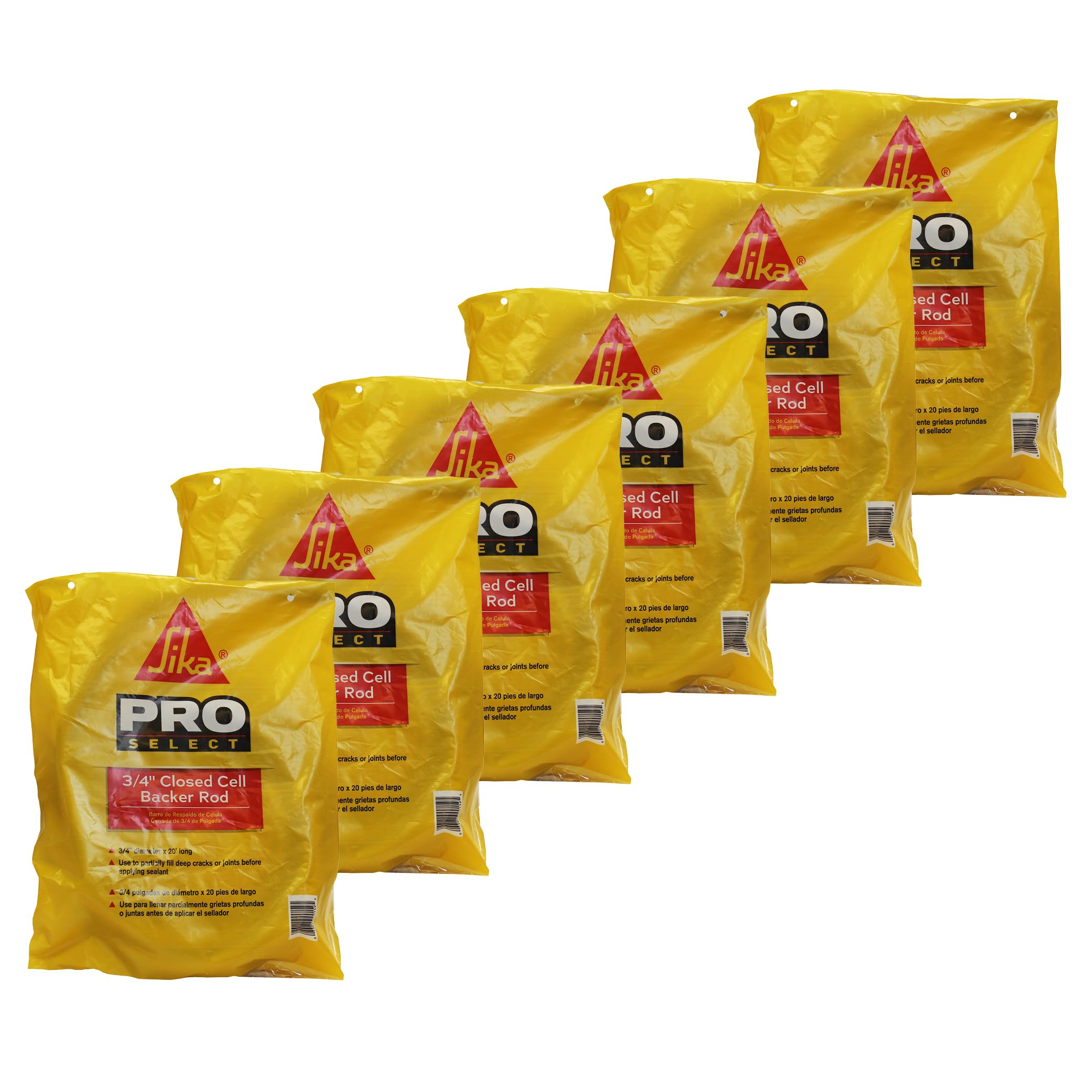 Sika - Polyethylene Foam - Closed Cell Backer Rod (Gray) - to Fill Joints and Cracks Before applying sealant - Water-Resistant, Flexible - 3/4" x 20' (Pack of 6) Image