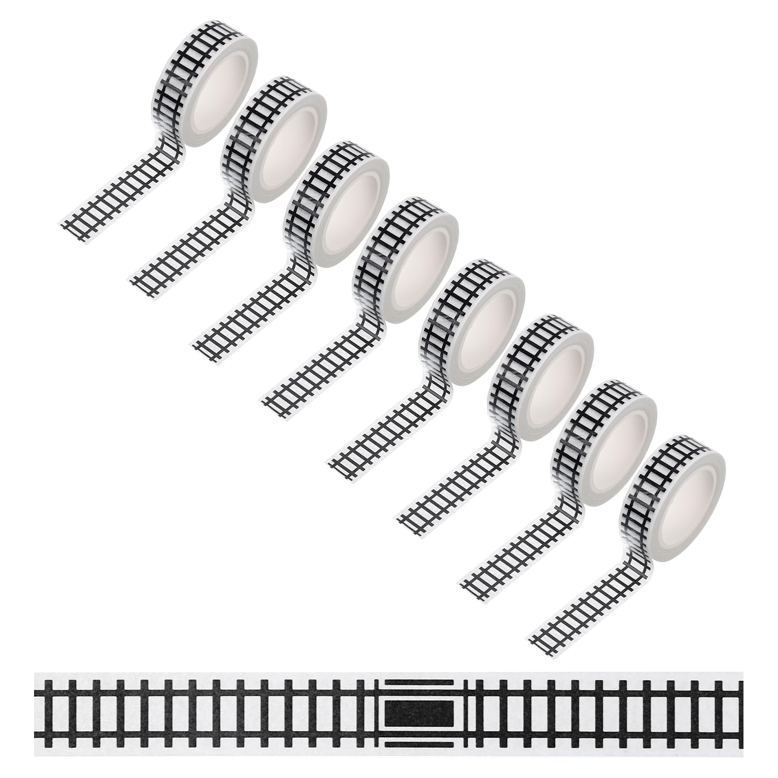 PATIKIL 264ft Car Track Tape Traffic Washi Tape Highway Train for DIY Craft Art Journal Scrapbook Planner Style 4, Black